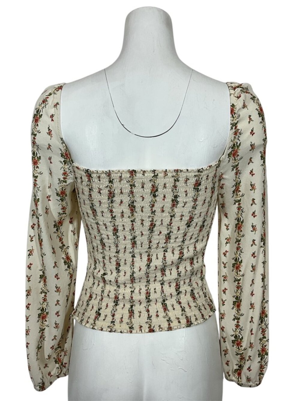 Reformation Floral Reign Top Blouse 6 Cream Romantic DEFECT - Picture 7 of 16